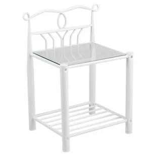 Actona Stolik Nocny Szkło + Metal Arlo 66X50X37 Biały - Szafki nocne - miniaturka - grafika 1