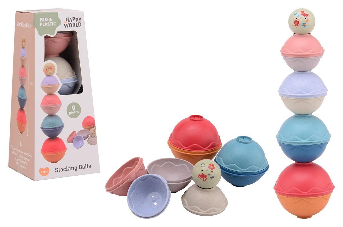JOHNTOY Wieża z kulek BIOplastik Happy World 12m+