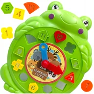 Sortery dla dzieci - Zegar edukacyjny sorter kształtów zabawka dla dziecka Żabka żaba cyferki 01 - miniaturka - grafika 1