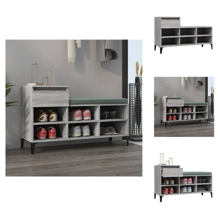 vidaXL Stojak na buty szary Sonoma 102x36x60 cm Materiał drewnopochodny - Stojaki i szafki na buty