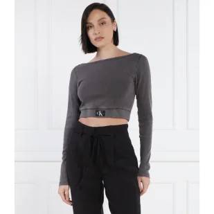 CALVIN KLEIN JEANS Bluzka | Cropped Fit - Bluzki damskie - miniaturka - grafika 1