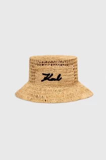 Czapki damskie - Karl Lagerfeld kapelusz kolor beżowy - grafika 1
