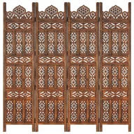 Parawany - vidaXL Parawan 4-panelowy, rzeźbiony, brąz, 160x165 cm, drewno mango - miniaturka - grafika 1