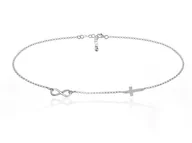 Biżuteria religijna - Srebrny naszyjnik z infinity i krzyżykiem - 2MR - miniaturka - grafika 1