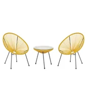 Meble ogrodowe - Beliani Zestaw mebli balkonowych rattanowy żółty ACAPULCO II - miniaturka - grafika 1