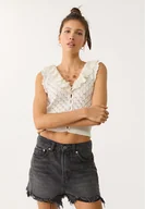 Spodenki damskie - Stradivarius D75 Spodenki jeansowe z przetarciami Ciemnoszary 38 - miniaturka - grafika 1