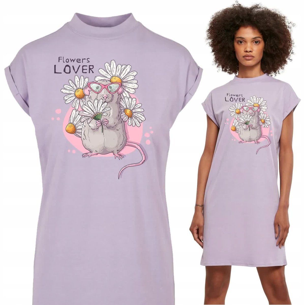 Koszula Nocna Lawendowa FLOWERS LOVE Mix Wzory M