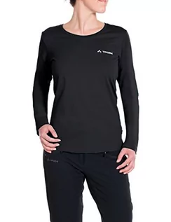 Koszulki i topy damskie - Vaude T-shirt damski Brand LS Shirt, czarny, 46, 064730100460 06473 - grafika 1