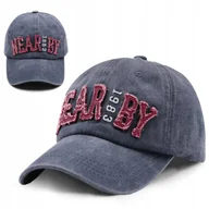 Czapki i chusty sportowe męskie - Czapka z daszkiem bejsbolówka vintage GRANATOWA bawełniana - miniaturka - grafika 1