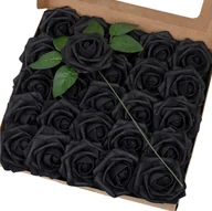 Sztuczne kwiaty - Bukiet czarnych róż zestaw 25szt dekoracyjne sztuczne kwiaty róże - miniaturka - grafika 1