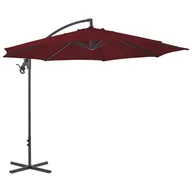 Parasole ogrodowe - vidaXL Parasol wiszący na stalowym słupku, 300 cm, bordowy 312506 - miniaturka - grafika 1