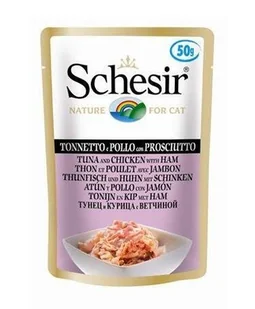 Schesir karma dla kotów saszetka tuńczyk z kurczakiem i szynką 50g - Mokra karma dla kotów - miniaturka - grafika 1