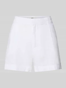 Szorty lniane o kroju regular fit z zakładkami w pasie - Spodenki damskie - miniaturka - grafika 1