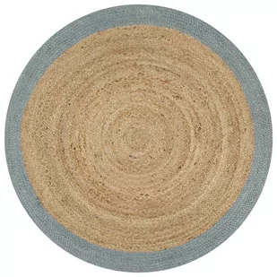 vidaXL Ręcznie wykonany dywanik, juta, oliwkowozielona krawędź, 120 cm 133681 - Dywaniki łazienkowe - miniaturka - grafika 1