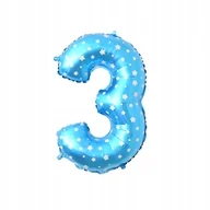 Balony i akcesoria - BALON FOLIOWY CYFRA 3 NIEBIESKI W GWIAZDKI 80 CM HEL DEKORACJA NA URODZINY - miniaturka - grafika 1
