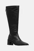 Kozaki damskie - Calvin Klein kozaki skórzane BLOCK HEEL KNEE BOOT LTH damskie kolor czarny na słupku HW0HW02812 - miniaturka - grafika 1