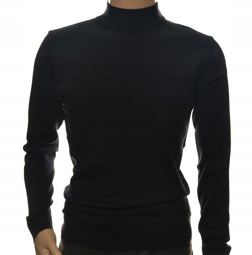 Sweter męski ze stójką z półgolfem półgolf z wełny wełniany 5XL czarny