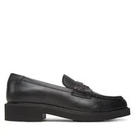 Półbuty damskie - Lordsy Tommy Hilfiger Crest Squarish Toe Penny Loafer FW0FW08633 Czarny - miniaturka - grafika 1