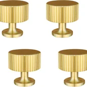 Zawiasy, okucia i inne akcesoria - Zestaw 4 klamek do drzwi ze śrubami, gałki okrągłe do szafek, gałki do szuflad w kolorze złotym mosiężnym do szafek (28 x 28 mm) - miniaturka - grafika 1