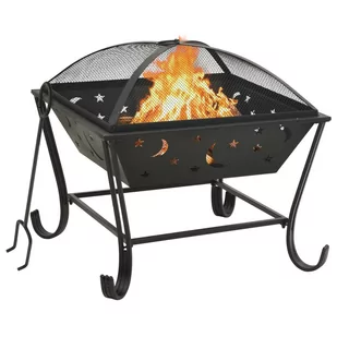 vidaXL Palenisko z pogrzebaczem, 62 cm, XXL, stal vidaXL - Paleniska ogrodowe - miniaturka - grafika 1