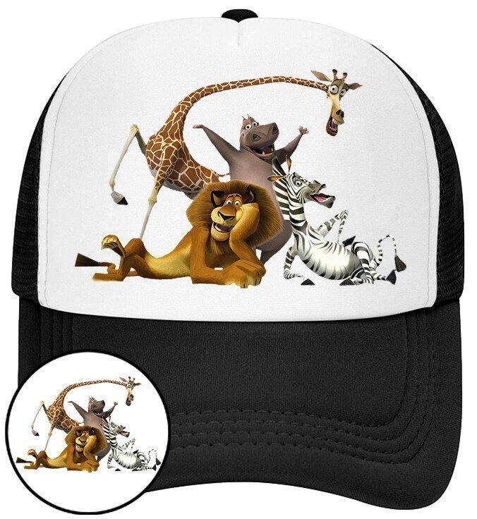 Czapka z Daszkiem Madagaskar Czarna z Nadrukiem Siatka Bejsbolówka