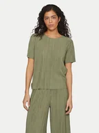 Koszulki i topy damskie - Vila T-Shirt Plisa 14089481 Zielony Regular Fit - miniaturka - grafika 1