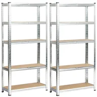 Szafy i regały magazynowe - Regał metalowy do garażu piwnicy magazynowy zestaw 2 sz. 70x30x154 - Srebrny - miniaturka - grafika 1