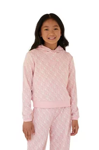 Guess bluza dziecięca kolor różowy z kapturem wzorzysta - Bluzy dla dziewczynek - miniaturka - grafika 1