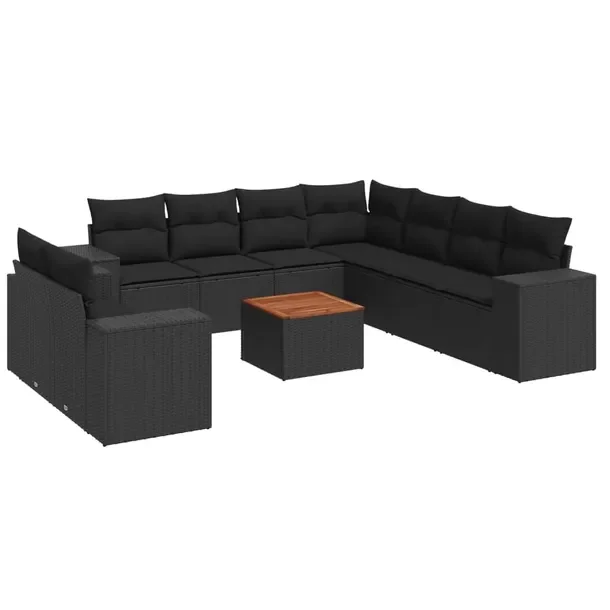 Zestaw mebli ogrodowych z rattanem PE, kolor czarny, wymiary: 62x62x69 cm,