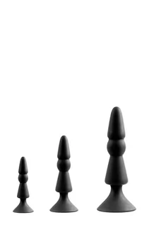 Zestawy erotyczne - Zestaw-MENZSTUFF 3-PIECE ANAL CONE SET BLACK - grafika 1