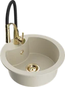 Zlewozmywaki z baterią - Mexen Diego zlewozmywak granitowy 1-komorowy z baterią kuchenną Aster, beżowy - 6512-69-73450-57-G - miniaturka - grafika 1