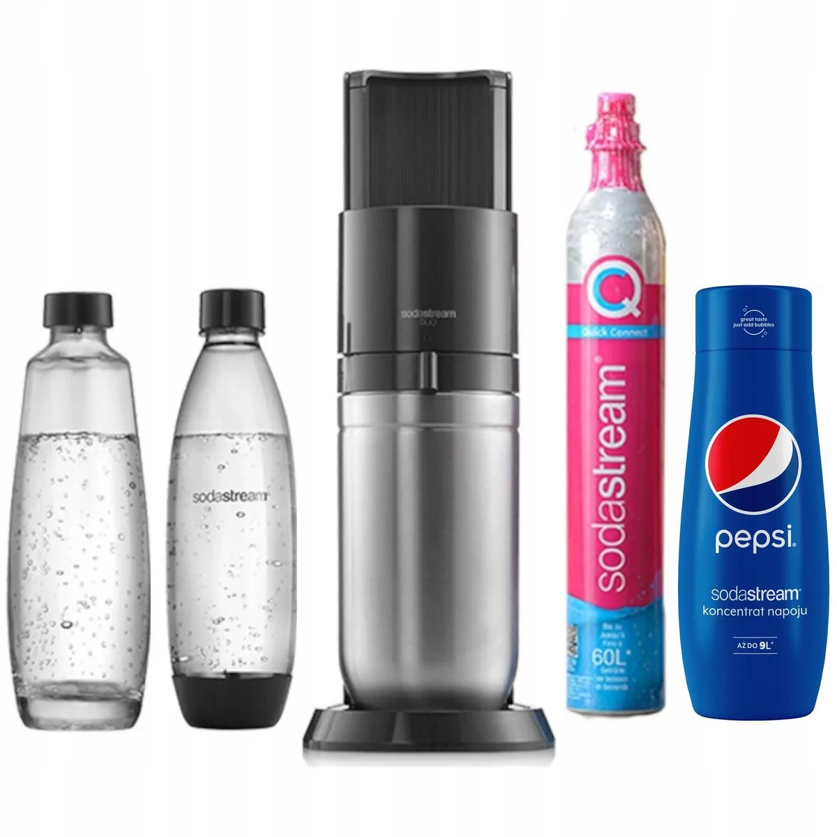 Saturator do wody SODASTREAM DUO Czarny + 2x butelka + syrop Pepsi