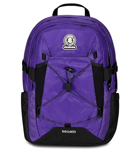 Invicta Plecak szkolny Moab Solid, fioletowy, dwukomorowy plecak z paskiem na talię i taśmą piersiową, kieszenią na PC, kieszenią na butelkę i kieszenią z organizerem, plecak podróżny, Fioletowy,