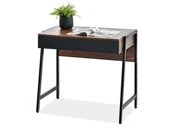 Biurka - Minimlistyczne Biurko Loft 84Cm Z Szufladką Nors Orzech Czarne - miniaturka - grafika 1