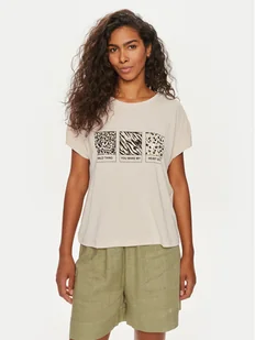ONLY T-Shirt Free 15293567 Beżowy Regular Fit - Koszulki i topy damskie - miniaturka - grafika 1