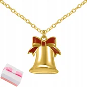 Biżuteria dla dzieci - ZŁOTY NASZYJNIK ŁAŃCUSZEK Z ZAWIESZKĄ DZWONEK NA ŚWIĘTA SREBRO 925 - miniaturka - grafika 1