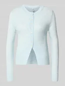 Swetry damskie - Kurtka z dzianiny o kroju regular fit z jednorzędową listwą guzikową model ‘ELLA’ - miniaturka - grafika 1