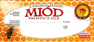Etykiety na Miód Prosto z Ula (100szt) - wzór E73 - Akcesoria do hodowli zwierząt - miniaturka - grafika 1