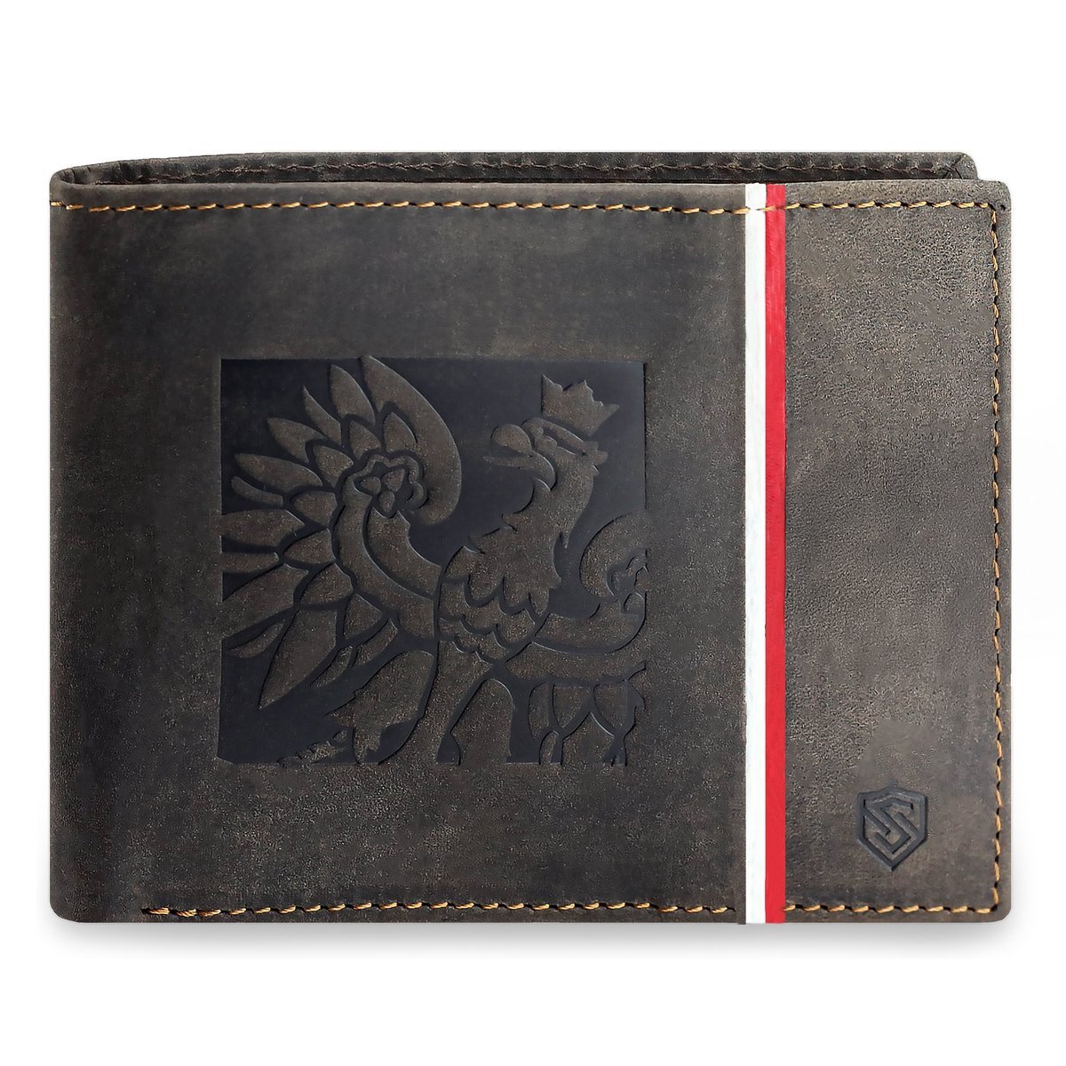 Portfel Męski Skórzany STEVENS Patriotyczny Orzeł Flaga Godło Polska RFID Brązowy