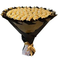 Zestawy upominkowe - Prezent na 80 Urodziny, Ślub. Mega Bukiet czarny ze słodyczy Ferrero Rocher 80szt. - miniaturka - grafika 1