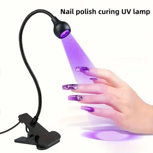 TEMU Lampa do paznokci zasilana przez USB - fioletowe światło, lampa do utwardzania paznokci, z regulowanym uchwtem, kompaktowym designem odpowiednim - Lampy UV do paznokci - miniaturka - grafika 1