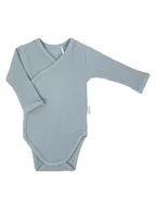 Body dla niemowląt - Chłopięce Body bawełniane długi rękaw Prążkowany błękitny, Nicol,r.56 - miniaturka - grafika 1