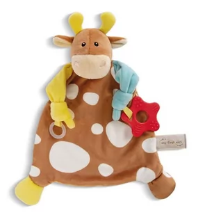 NICI 48892 Kocyk 25x25cm Krowa z gryzakiem i przystawką do smoczka - Zabawki sensoryczne - miniaturka - grafika 1