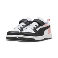 Buty dla dziewczynek - Dziecięce sneakersy PUMA Rebound V6 Lo PUMA White Black Pink Fruit - miniaturka - grafika 1