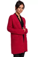 Swetry damskie - BK034 Kardigan gładki z kieszeniami - malinowy (kolor malina, rozmiar L/XL) - miniaturka - grafika 1