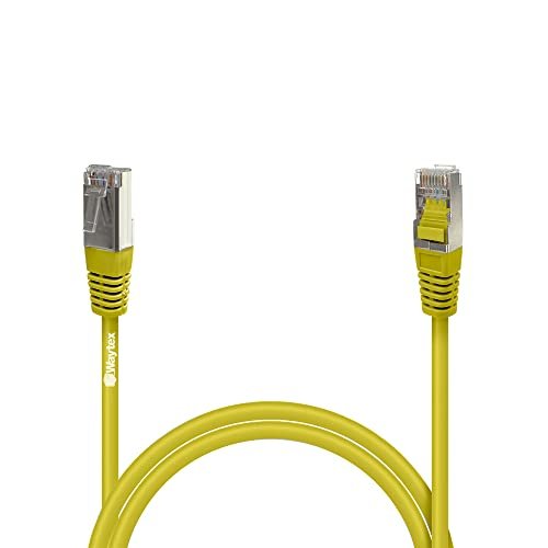 Waytex 32061 Kabel sieciowy RJ45 Cat 5e FTP 100MHz kolorowy ekranowany - kompatybilny z PC, routerem, modem, przełącznikami konsoli do gier, TV, wzmacniacz sieciowy - 1m, żółty