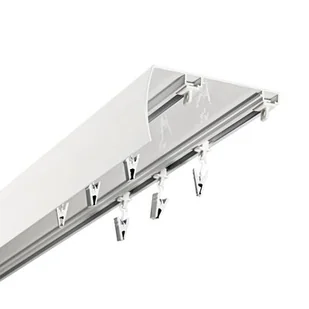 Szyna sufitowa DECASTYL z osłoną ślizgi z żabkami podwójna 500 cm Biały - Karnisze - miniaturka - grafika 1