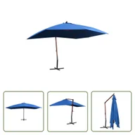 Parasole ogrodowe - The Living Store Wiszący parasol na drewnianym słupku - 400x300 cm - niebieski - Parasol Ogrodowy - miniaturka - grafika 1
