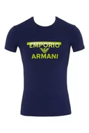 Koszulki męskie - Emporio Armani Męski t-shirt męski z okrągłym dekoltem Megalogo, niebieski (Ink), L - miniaturka - grafika 1