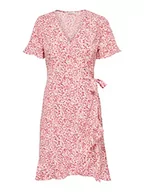 Sukienki - ONLY Women's ONLOLIVIA S/S WRAP Dress WVN NOOS sukienka, Rose Smoke/AOP: Tanya Flower, 40, Różowy dym/Aop: kwiat tanya, 40 - miniaturka - grafika 1